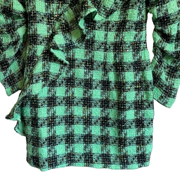 Atoir Leave Me Be Plaid Ruffle Tweed Mini Dress in Aspen Green Size 12 NWT - Picture 6 of 13